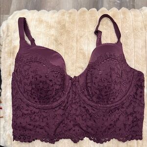 Victoria's Secret Longline Lace Bra - Plum